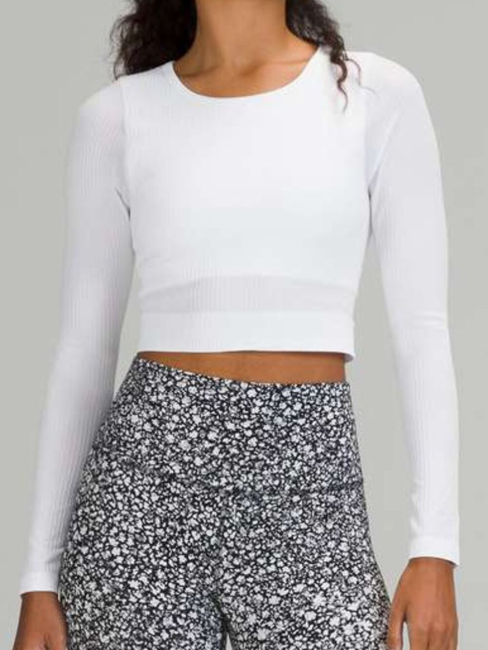 Lululemon Ebb to Street Ribbed Cropped Long Sleeve White Size 10